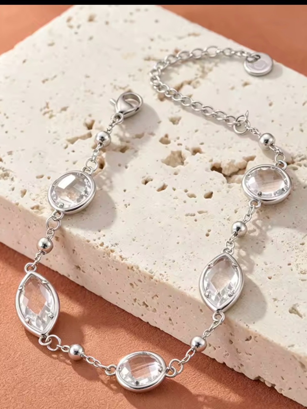 316L Stainless Steel Bracelet with Crystal-Look Accents
